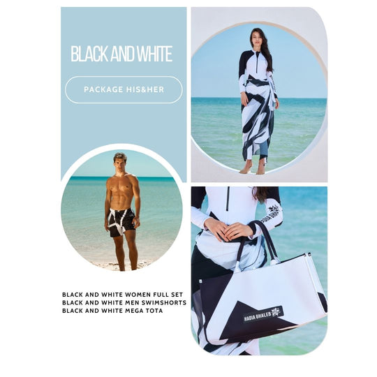 Black and White His & Hers Package With Tote Bag