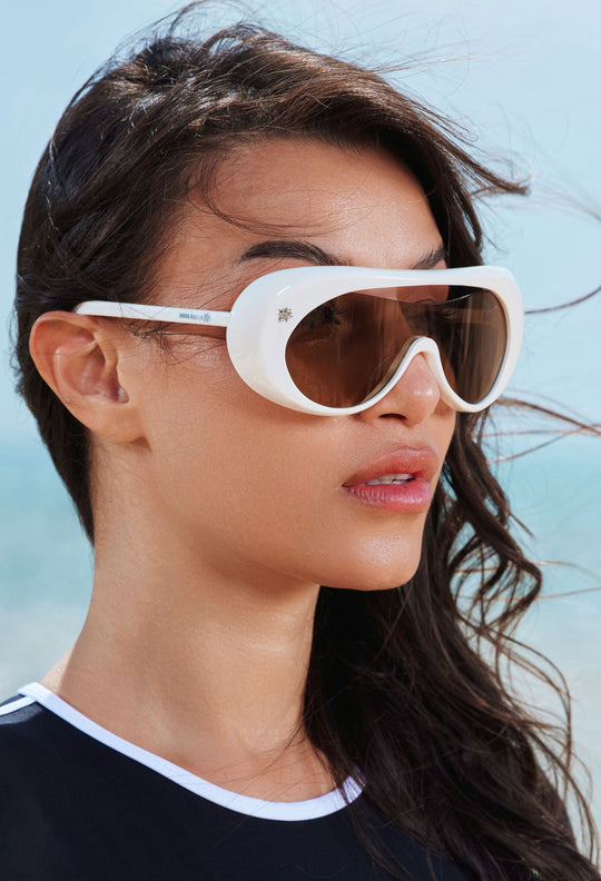 Matrix White Sunglasses - Bold Futuristic Design - Hadia Ghaleb